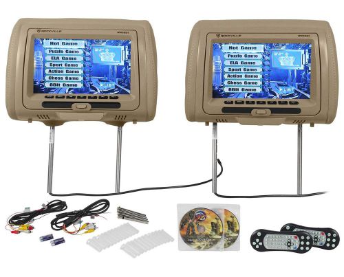 Rockville rvd951-bg 9” beige dual dvd/usb/hdmi/sd car headrest monitors + games