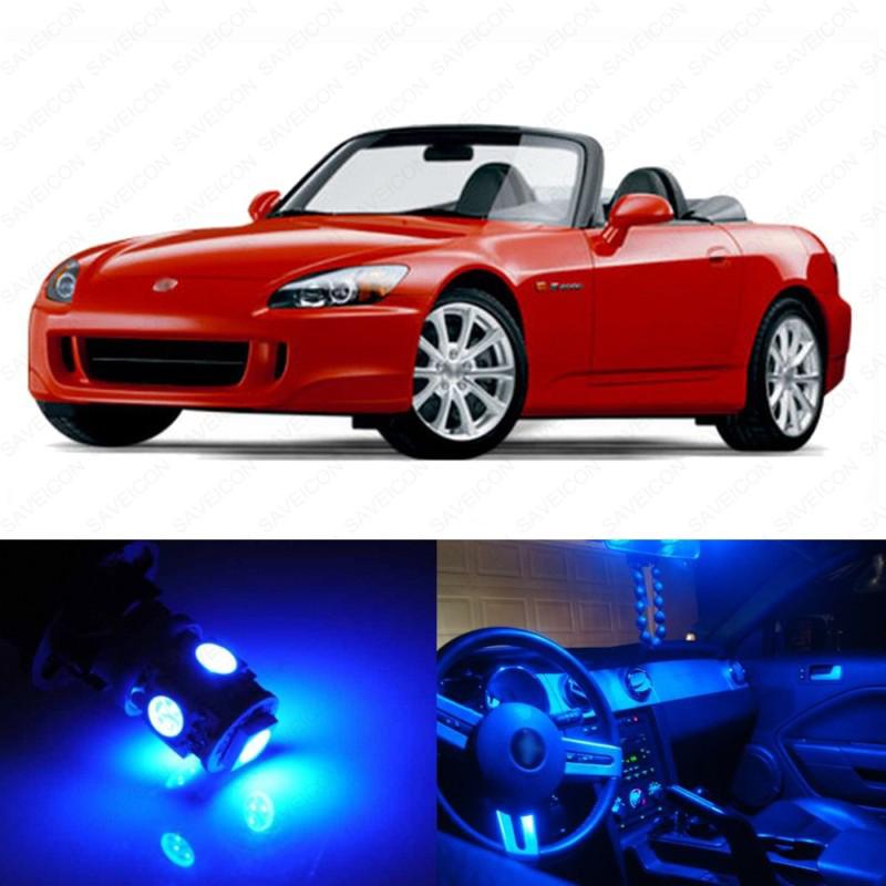 5 x ultra blue led interior lights package for 2000 - 2009 honda s2000