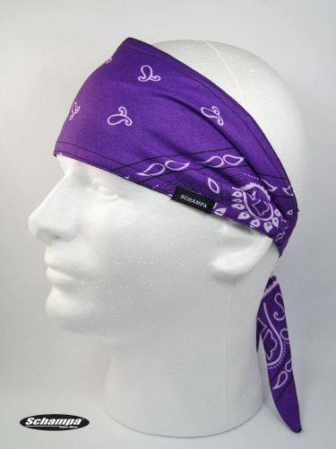 Schampa™ old school bandana purple w/ white paisley osb1-223 biker headband