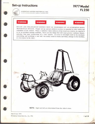 Rare 1977 honda atv fl 250 odyssey set-up instructions manual   (912)