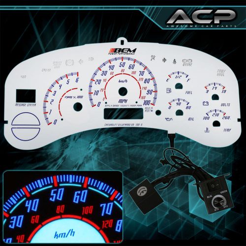 1999-2002 chevy silverado overlay reverse indiglo gauge white cluster upgrade