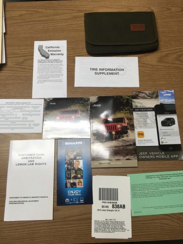 2016 jeep wrangler user guide/owners manual with cover case and dvd disc