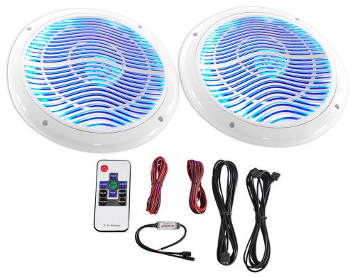 Rockville rmc65lw 6.5&#034; 600w 2-way white marine speakers w/multi color led+remote