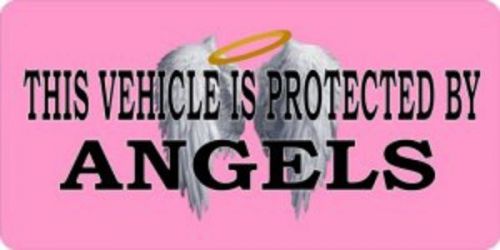 Vehicle protected by angels pink photo license plate