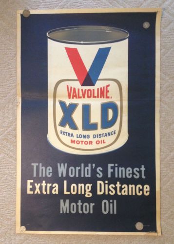 50&#039;s 60&#039;s? original valvoline xld motor oil poster racing poster cars gas 28 x44