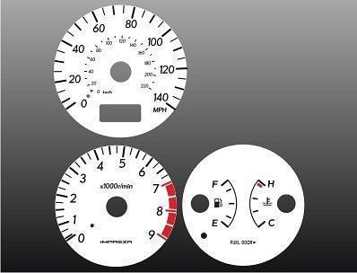 2002-2003 subaru impreza wrx instrument cluster white face gauges 02-03