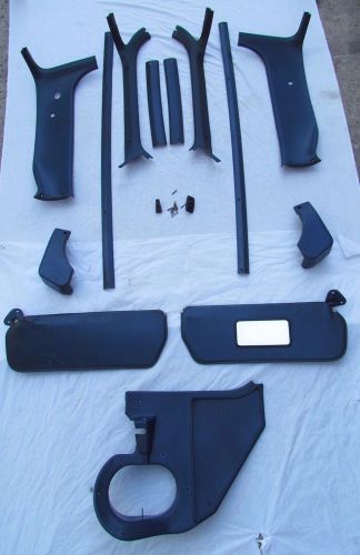 73-87 chevy gmc headliner &amp; trim set oem (blue) w/visors cargo switch coat hook