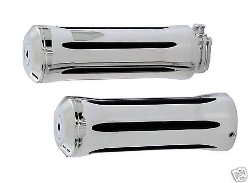 Chromed billet omp style grips 4 a harley,custom,indian, b