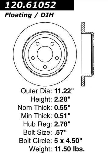 Centric 120.61052 rear brake rotor/disc-premium rotor-preferred