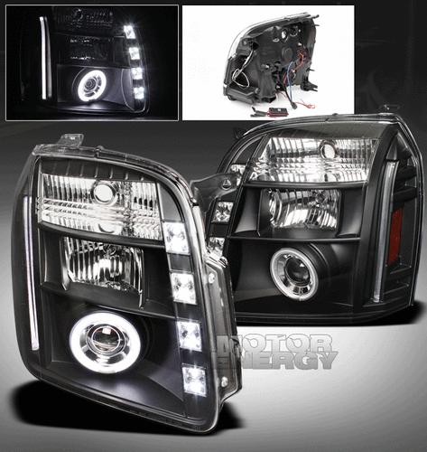 2007-2013 gmc yukon/denali/xl ccfl halo drl led projector headlights lamp black