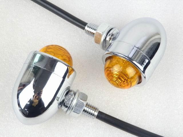 Chrome led mini bullet round turn signal for harley road king softail dyna glide