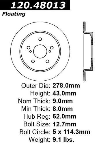 Centric 120.48013 rear brake rotor/disc-premium rotor-preferred