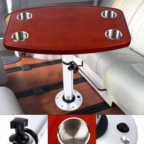 Elm table top removable marine rv home lacquered elm table adjustable heights