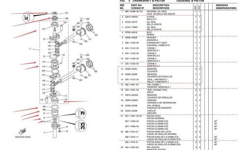 Crankshaft repait kit for 6b4-11400-01 yamaha 9.9-15hp bearing 93306-205a1 outbo