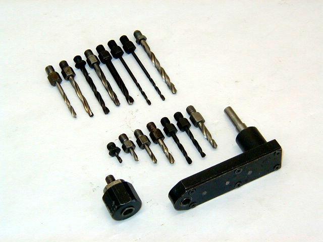 Drill offset 1/4-28 threaded aircraft tool with drill bits & buckeye mini chuck