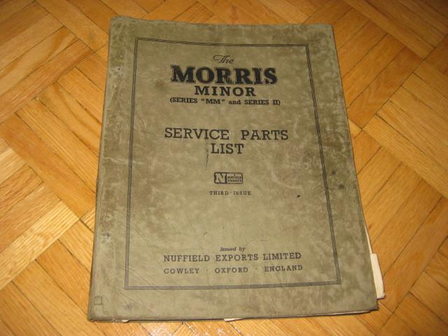 1953 morris minor series mm & series ii service parts list manual  