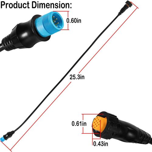 For garmin 8-pin transducer to 12-pin sounder adapter cable 010-12122-10 w/ xid