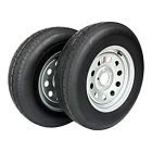 2-pk trailer tire on rim st205/75r15 radial lrc 5 lug 5x5” modular wheel silver