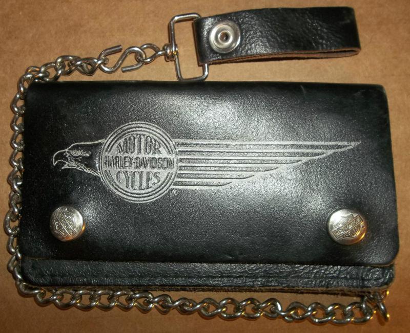 Vintage 80"s 14"chained harley-davidson wallet with white stamped wallet