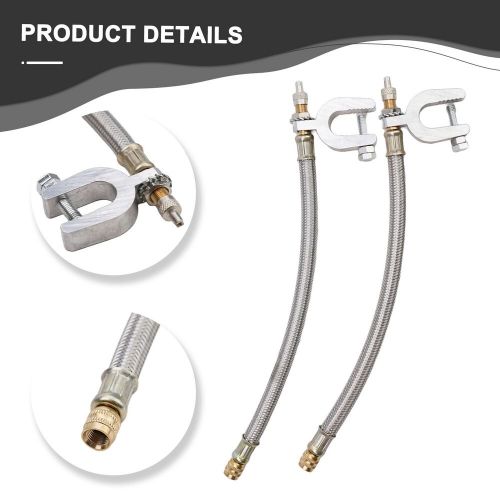 2 pieces dual wheel valve stem extender extention 9.8&#039;&#039; stainless steel flexible