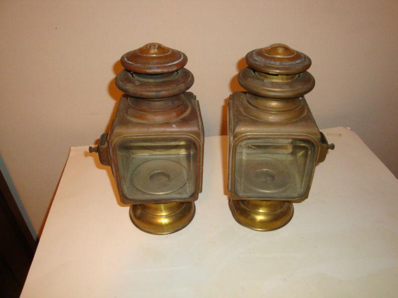 Vintage gray & davis #104 kerosene side lamp pair headlight brass era cadillac 