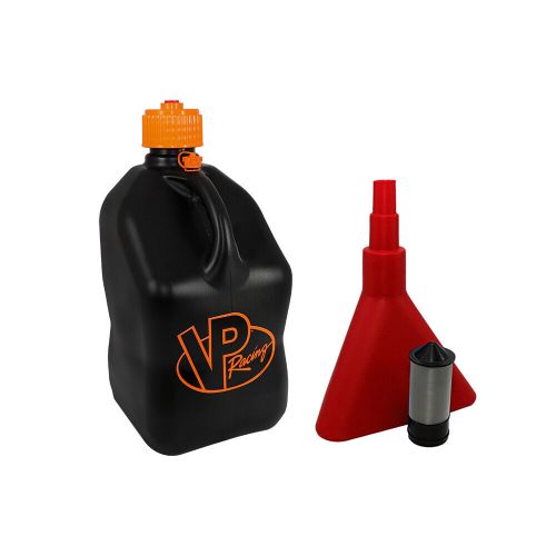 Vp racing v-twin black square fuel jugs gas utility atv off road filter + funnel