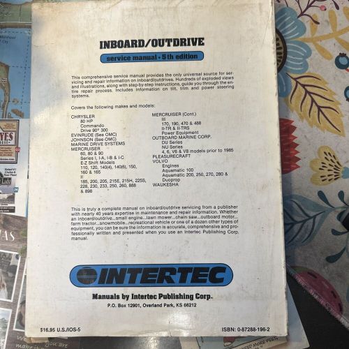 Intertec inboard / outdrive service manual 5th edition 1986 evinrude mercruiser