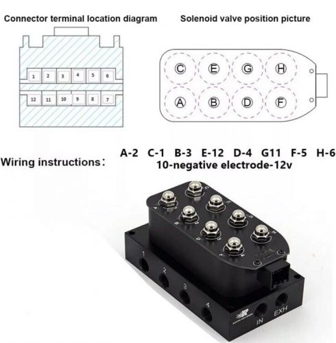 Air suspension valve manifold 1/4&#034; npt kit with 8 air ride solenoid valves, 9-sw