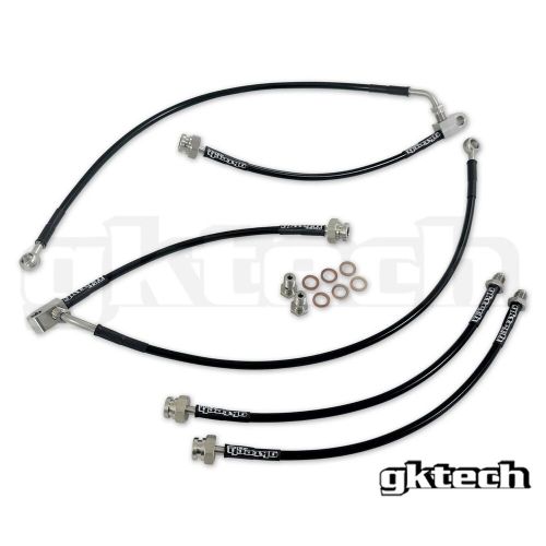 Gktech braided brake line set front &amp; rear for nissan 370z z34