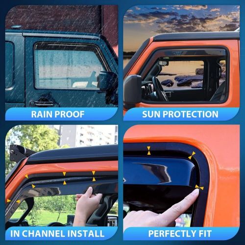 Window visor vent rain guard deflector for toyota rav4 2019-2024 smoke 4 pcs