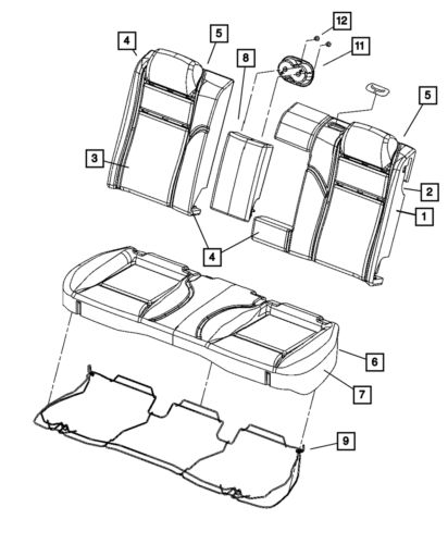 Genuine mopar rear seat cushion cover 1mr481dbaa