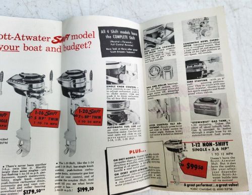 Scott atwater outboard motors pocket catalog booklet fold-out pamphlet c1950