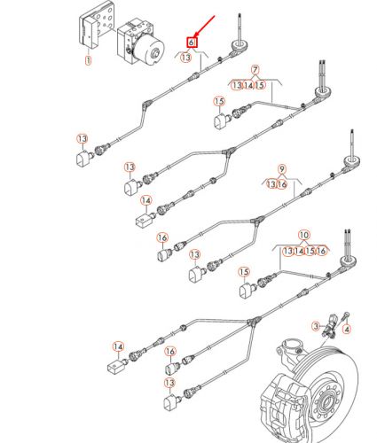 New oem vw caddy 2k front right speed probe harness wiring 1k0927903ae true-