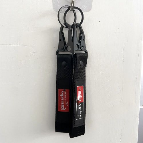 2x black double side backpack key ringstrap metal keychain lanyard  for aprilia