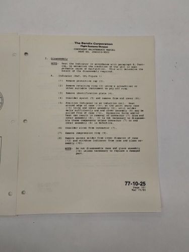 Bendix turbine speed indicator part no 3940233-9002 component maintenance manual