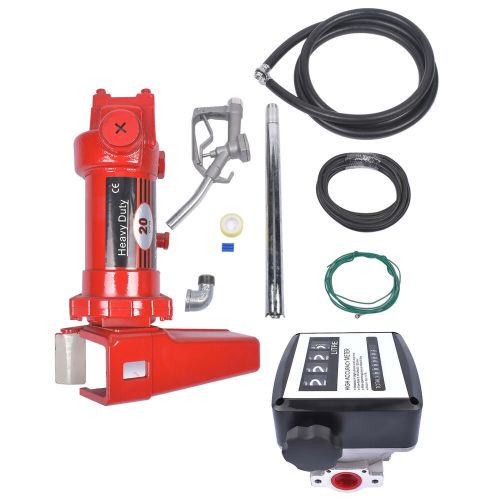 Red fuel transfer pump+oil meter 12v 20gpm diesel gasoline kerosene car truck