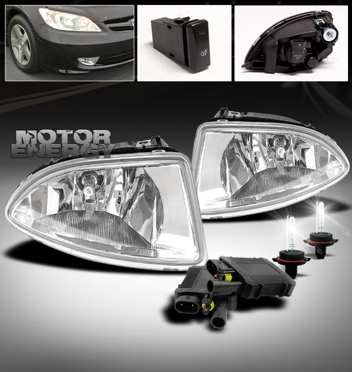 2004 2005 honda civic lx dx coupe sedan 2/4dr bumper clear fog light+hid+harness