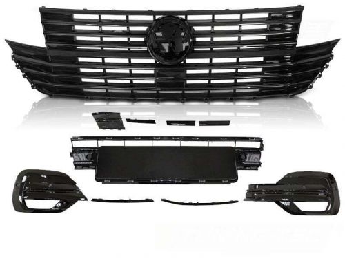 Parrilla frontal negra brillo soporte logo para vw t6.1 2019-2021 fl +covers eu