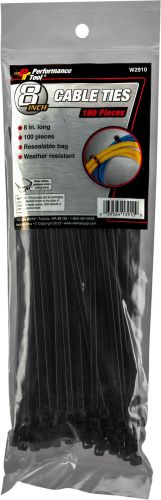 Performance tool 8&#034; cable tie set w2910 100 pcs black