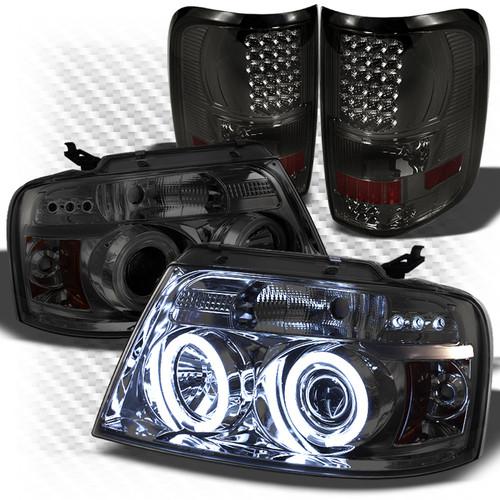 04-08 f150 smoked ccfl halo projector headlights + led perform tail lights combo