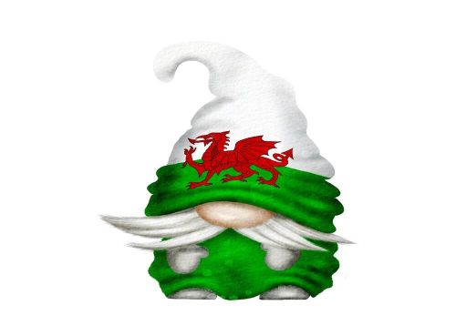 Cute boy gonk gnome with welsh wales cymru flag vinyl car sticker decal 80x80mm