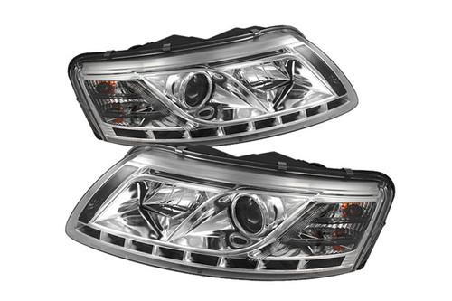 Spyder ada605drlc chrome clear projector headlights head light w leds drl