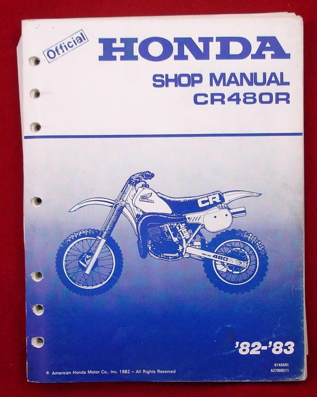 Honda 82 83 cr480 cr480r cr manual repair factory honda oem shop vintage racing