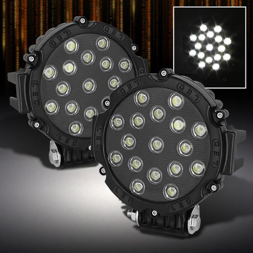 Black 7" suv/truck 4x4 off road 51w 17pcs hyper white led round shape fog lights