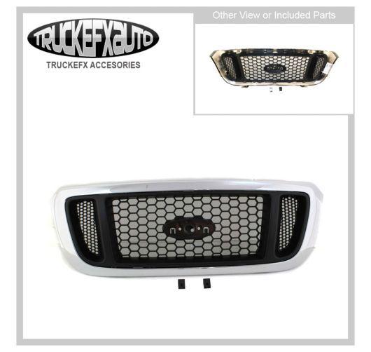 Grille assembly new chrome shell dark gray insert 4l5z8200eaa ford ranger auto