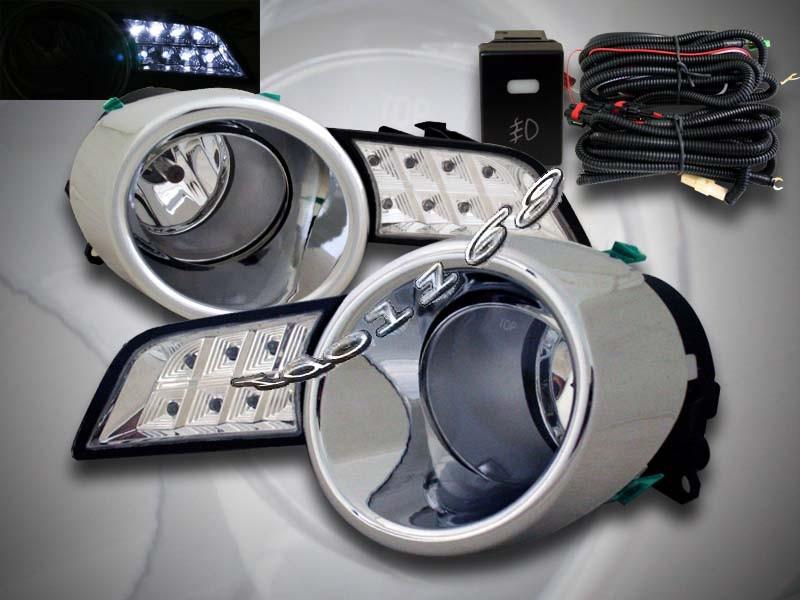 08 09 10 toyota highlander clear fog lights + switch + wire + led cover lights