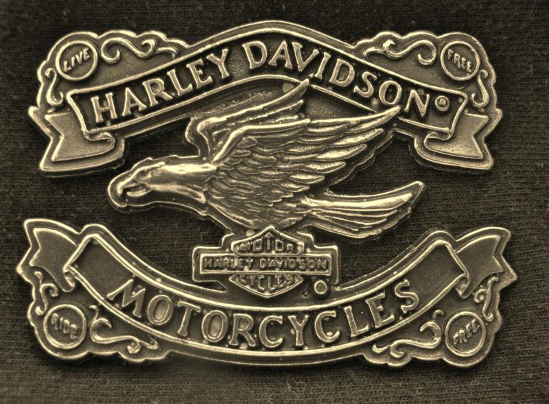 Find HARLEY-DAVIDSON MOTORCYCLE BRASS LIVE FREE RIDE FREE BIKER BADGE ...