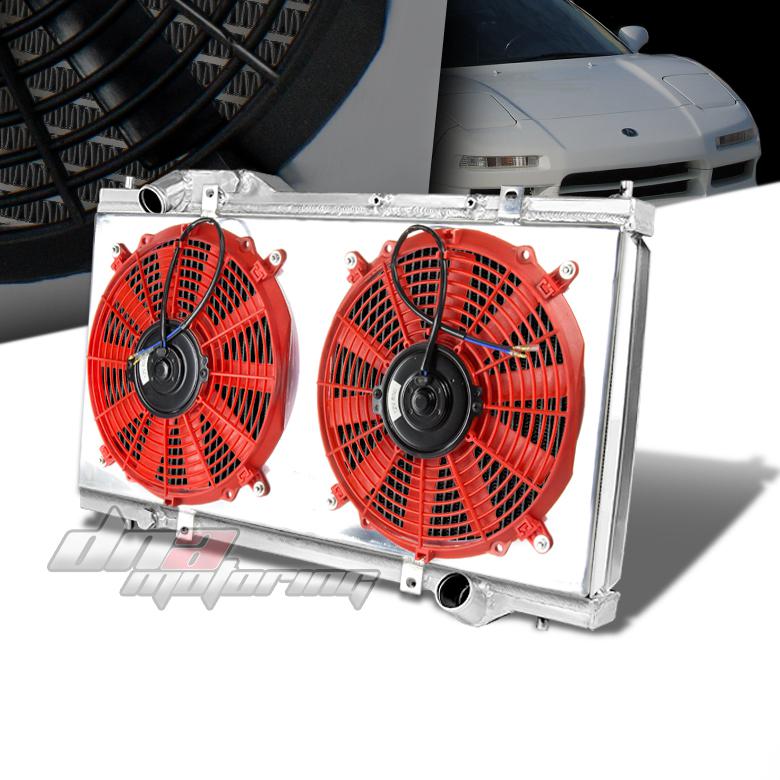 90-05 acura nsx-t-r c30 c32 2-row aluminum racing radiator+red fan+s​hroud kit