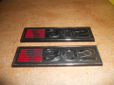 Saleen 302 chrome red fender hood scoop emblems pair