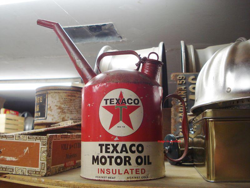 Metal texaco motor oil gas can with spout **ships worldwide**